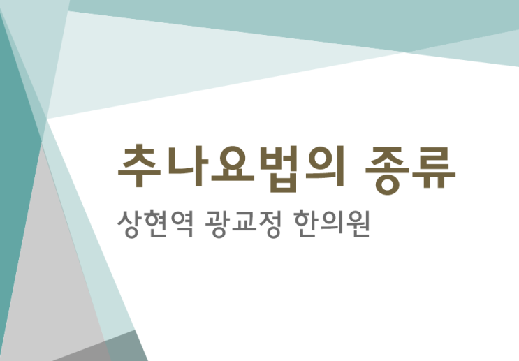  [상현역 광교정한의원] 추나요법의 종류
