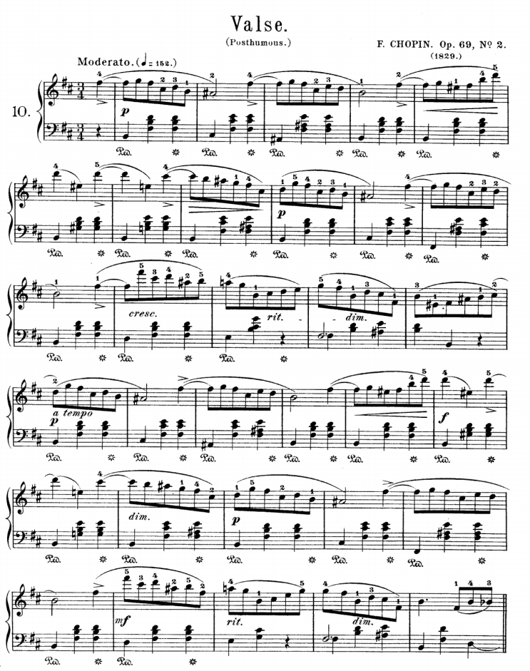 쇼팽 왈츠 10번 악보 임동혁 연주 Waltz Op.69 No.2