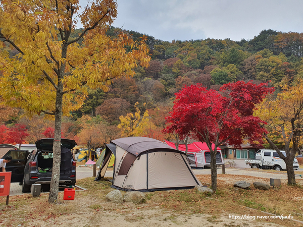 단풍 캠핑 , 전북 남원 지리산 달궁오토캠핑장