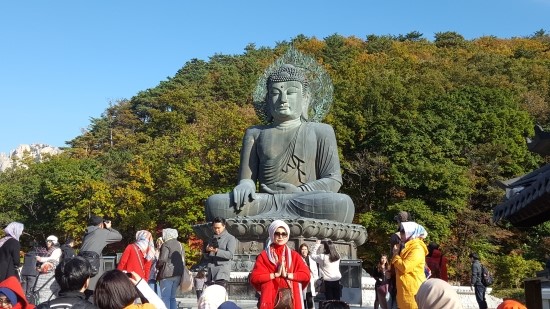 설안산의 위풍당당한 통일대불 및 신흥사