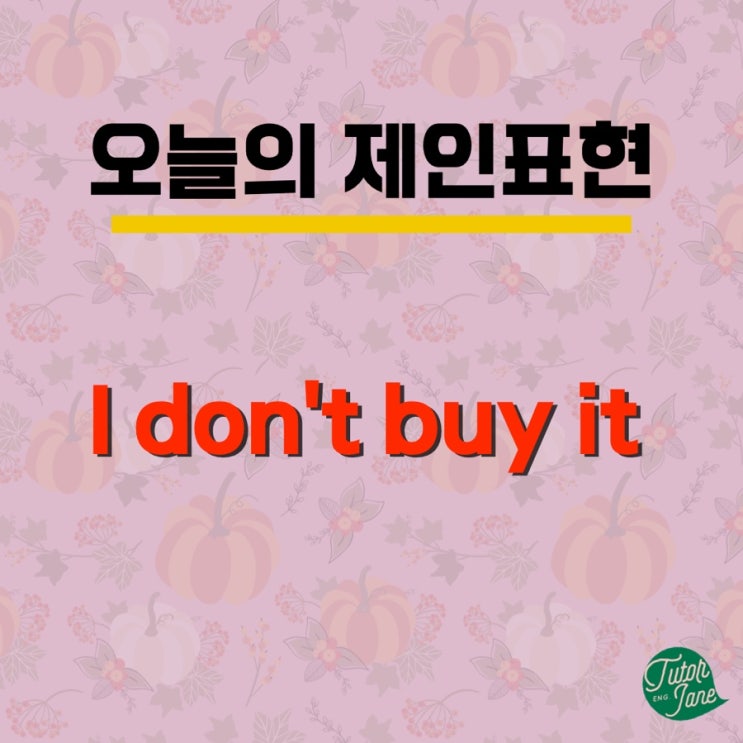 [오늘의 제인표현#5] 'I don't buy it'은 '사지 않는다'라는 뜻이 아닙니다!