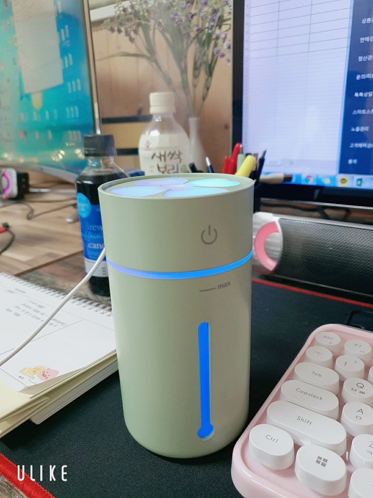 다이소미니가습기 다이소 첵오!
