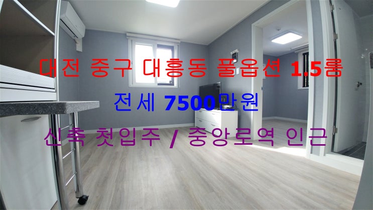  대전 중구 대흥동 중앙로역 , 으능정이 네거리 인근에 있는 신축 첫입주 !! 구조 이쁜 풀옵션 1.5룸 (투룸식 원룸, 미니 투룸) 저렴한 전세 매물입니다 ^^