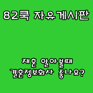 82쿡 자유게시판 :: 재혼 알아볼떄 결혼정보회사 좋나요?