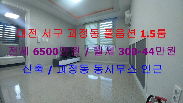  대전 서구 괴정동 동사무소 인근에 있는 신축 풀옵션 1.5룸 (투룸식 원룸, 미니 투룸) !! 완전 저렴한 가격으로 나온 전세 월세 모두 가능한 매물입니다 ~ ^^