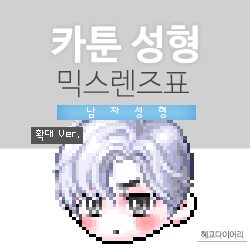  [KMS 캐시] 메이플스토리 카툰 성형(남자 얼굴) 믹스렌즈표 (믹렌/믹스컬러렌즈) 확대 Ver.
