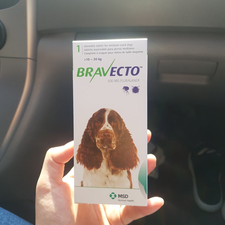 강아지 외부기생충(진드기, 벼룩)약 - 브라벡토(BRAVECTO), 주의사항, 설명서 참조