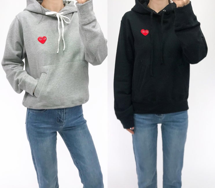  기본 여자 후드티는 제니 꼼데가르송 처럼 레귤러 핏으로