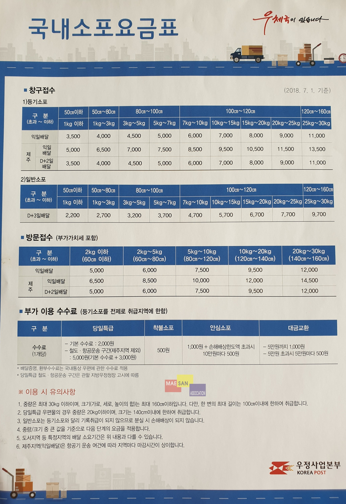 우체국 소식 : 주거이전 우편물 전송서비스, 국내소포 요금표, 우체국 축하카드까지