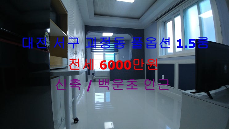  대전 서구 괴정동 백운초 인근에 있는 신축 풀옵션 1.5룸 (투룸식 원룸, 미니 투룸) ~! 완전 저렴한 가격으로 나온 전세 매물입니다 ^^