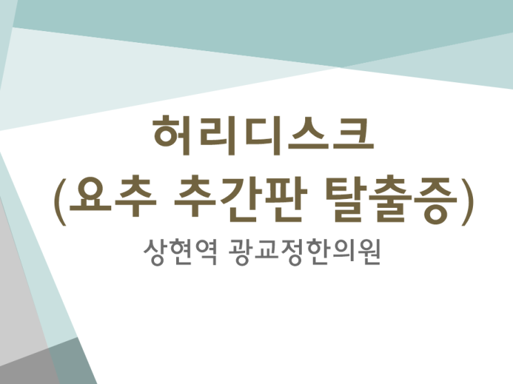 [상현역 광교정한의원] 허리디스크(요추 추간판탈출증)의 정의, 원인, 종류, 증상