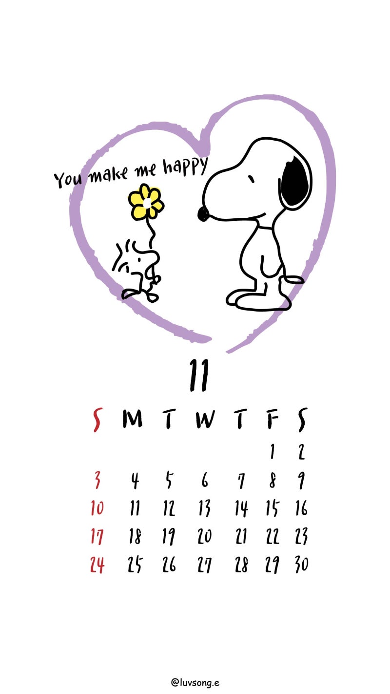 Calender) 11월 스누피 달력 배경화면 : 네이버 블로그