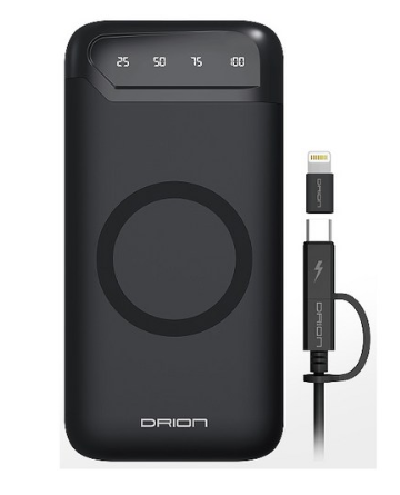 쿠팡리뷰  Drion PW-B20000 2포트 무선 보조배터리 20000mAh LED 잔량표시 C타입 5핀 케이블 8핀 젠더   [26,000원 ]