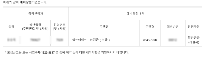  힐스테이트 창경궁 당첨자 발표!~ 결과는???