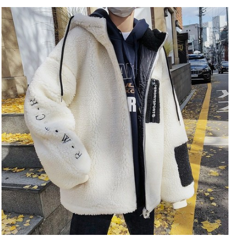  쿠팡리뷰   빅사이즈 오버핏 테디베어 레터링 후드 양털후리스 집업   [45,000원 ]