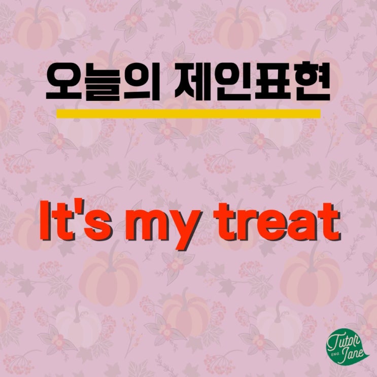  [오늘의 제인표현 #11] '내가 낼게' '내가 쏜다' 영어로? my treat?