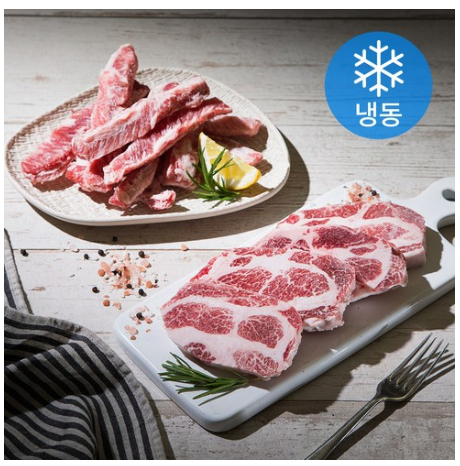 쿠팡리뷰   6다이닝 이베리코 돼지고기 목살 300g + 갈비살 300g (냉동)   [13,800원]