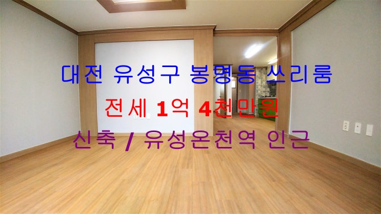 대전 유성구 봉명동 유성온천역 인근에 있는 신축 아파트구조 쓰리룸 !! 저렴한 전세 매물입니다 ~ ^^ (화장실2, 베란다2)