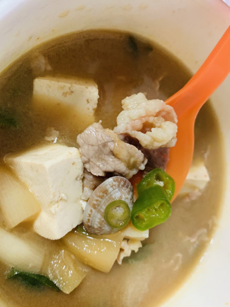  김가네 차돌된장찌개+고기만두 오랜만의 배달시켜봤어요