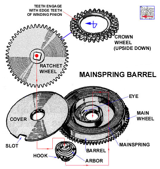 시계의 태엽통 배럴 - 자동과 수동 시계 태엽통 비교 (Barrel)