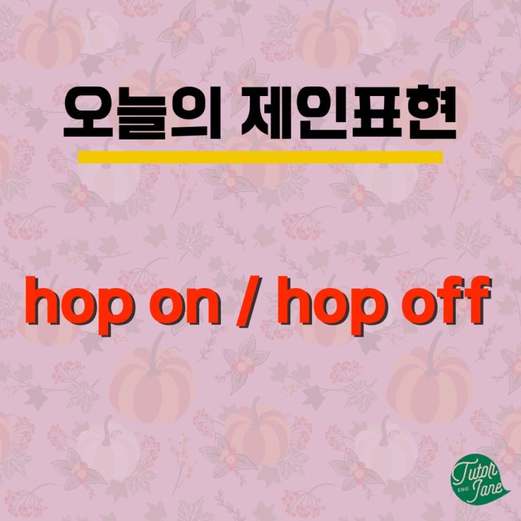 [오늘의 제인표현 #14] hop on과 hop off 는 무슨 뜻일까요?