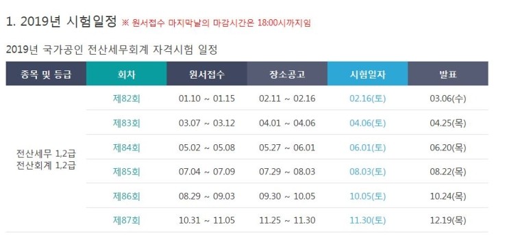  2020년 전산회계 전산세무 시험일정 예상 입니다 
