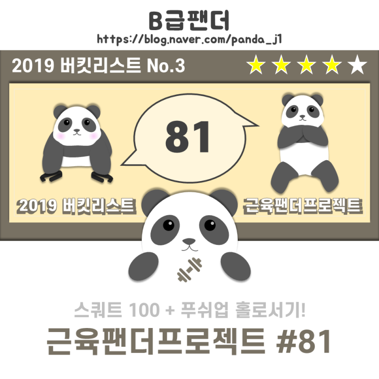  [19'버킷3] 근육팬더프로젝트:푸쉬업+스쿼트100 #81