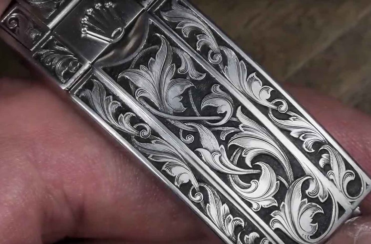  로렉스 서브마리너 시계 튜닝 영상 각인 Rolex Submariner fully hand engraved by Bram Ramon