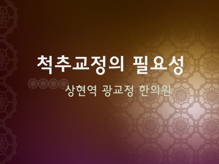  [수지체형교정한의원] 척추교정이 필요한이유