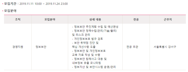  [채용][LG본사] 정보보안(IT) 경력사원 채용