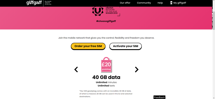  영국 기프가프(giffgaff), 유심 개통