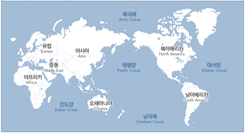 세계지도, 5대양 6대주, 우리나라 지도, 산맥 : 네이버 블로그