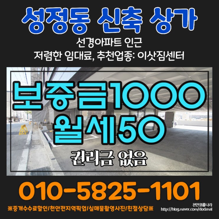  천안 성정동 상가/신축 건물/저렴한 임대료