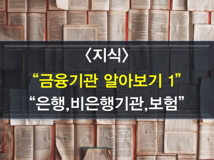  금융권 제대로 파악하기 PART 1(은행,비은행기관,보험)