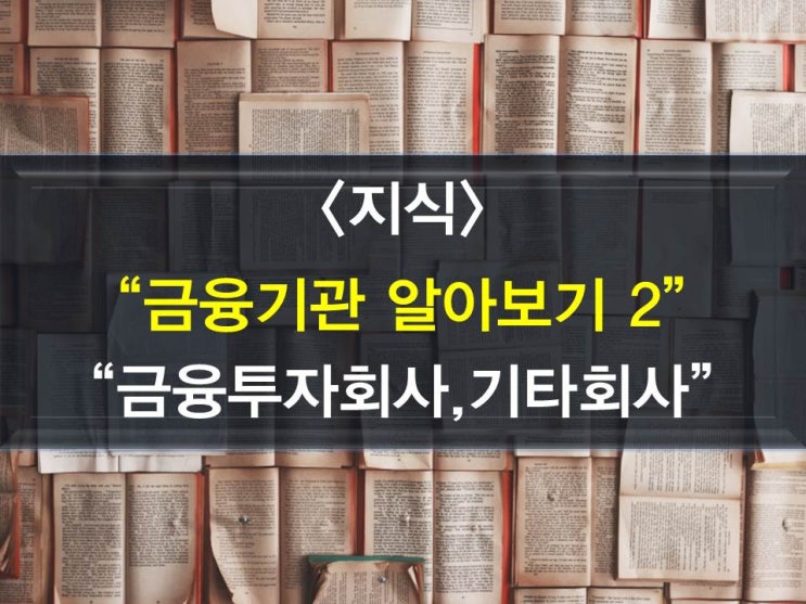  금융권 제대로 파악하기 PART 2(금융투자회사,증권사,기타금융기관)