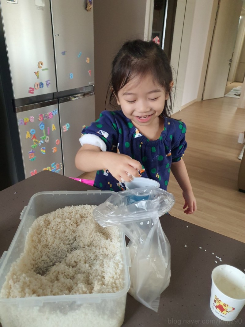 놀이&육아] 03.촉감놀이 1탄 - 벌레먹은 쌀, 색깔모래로 변신! : 네이버 블로그