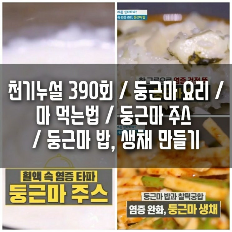  천기누설 390회 / 둥근마요리 / 마먹는법 / 둥근마주스, 밥, 생채 만들기