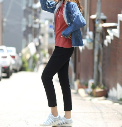 플레이팝 여성용 편안한 보이핏 속밴딩 일자팬츠