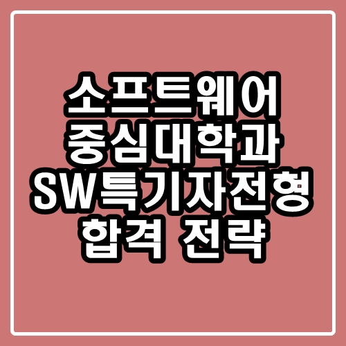  소프트웨어 중심대학 : SW특기자전형 준비는 어떻게 할까요?