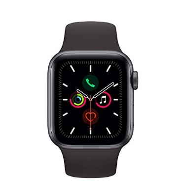 [아마존직구] Apple Watch Series 5 (GPS, 40mm)-검은 색 스포츠 밴드가있는 스페이스 그레이 알루미늄 케이스