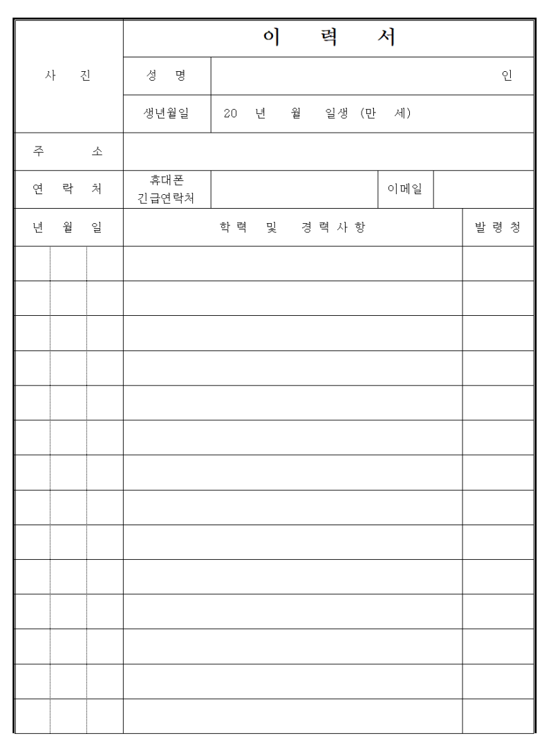 이력서 양식, 서식 무료로 받으셔요! (총 9가지) : 네이버 블로그