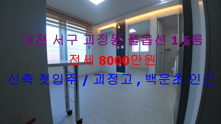  대전 서구 괴정동 신축 첫입주 !! 괴정고, 백운초 인근에 있는 풀옵션 1.5룸 (투룸식 원룸, 미니 투룸)^^ 원룸 전세 매물입니다 ^^