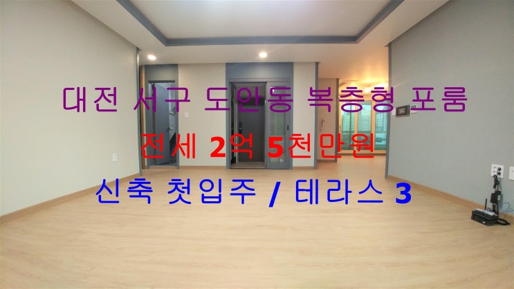  대전 서구 도안동 초호화 신축 첫입주 복층형 포룸 !! 도안중, 도안초 인근에 있는 테라스 3개 포룸 전세 매물입니다 ~!