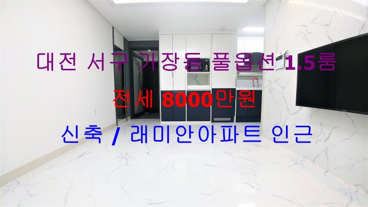  대전 서구 가장동 래미안아파트 인근에 있는 신축 풀옵션 1.5룸 (투룸식 원룸, 미니 투룸) !! 크게 나온 원룸 전세 매물입니다 ~!