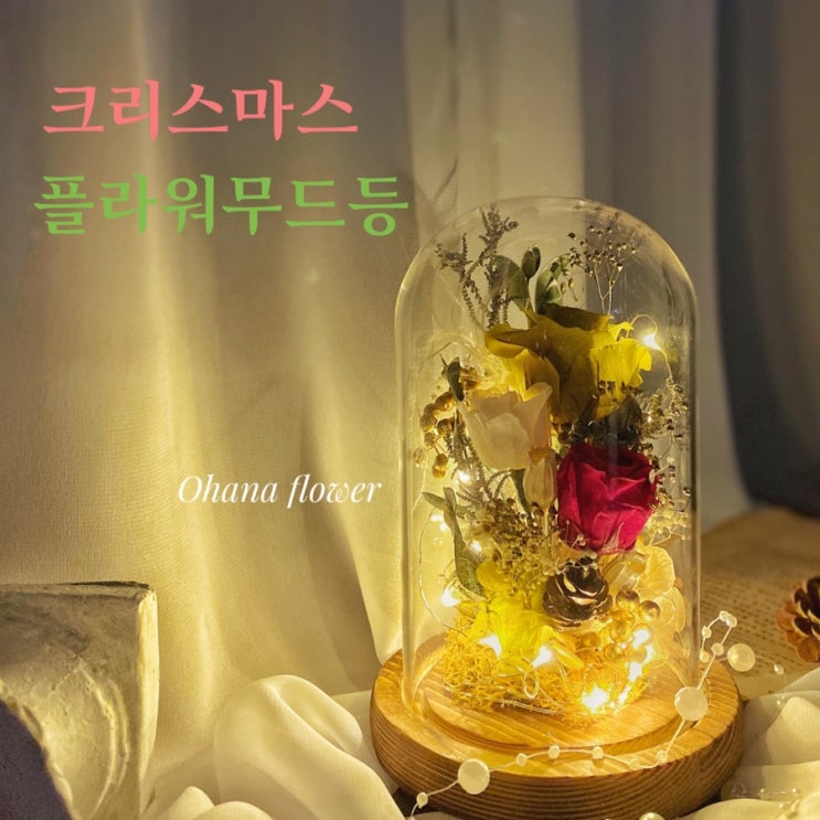  크리스마스를 담아낸 빛나는 플라워 무드등  :: 부산 수영 광안 프리저브드플라워 전문 스튜디오 오하나플라원