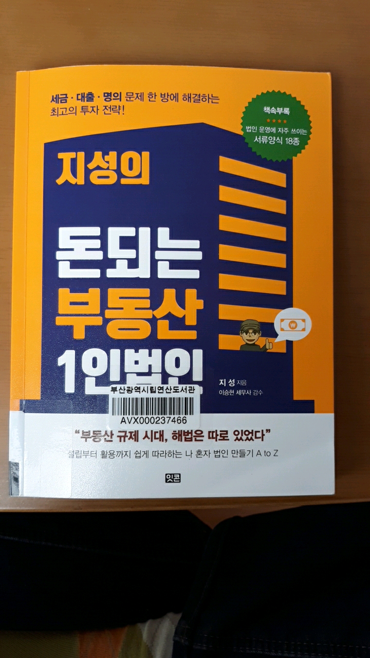 지성의 돈되는부동산1인법인