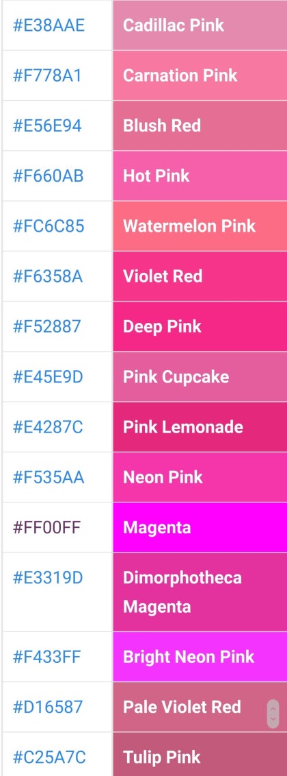 Hot Pink Color, Codes and Facts – HTML Color Codes