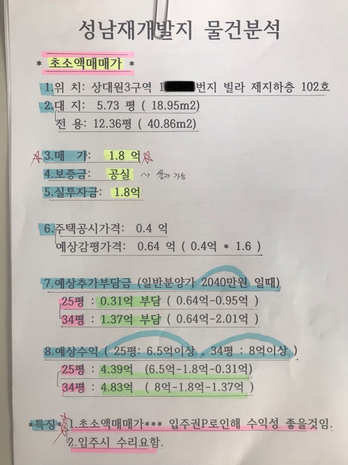  [초소액투자,성남재개발,재개발투자]성남 상대원3구역(재개발매매) 빌라 매매