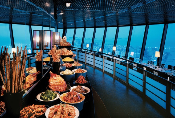 [마카오맛집]마카오타워60층 마카오 전체를 한눈에 360旋轉餐廳 360 café