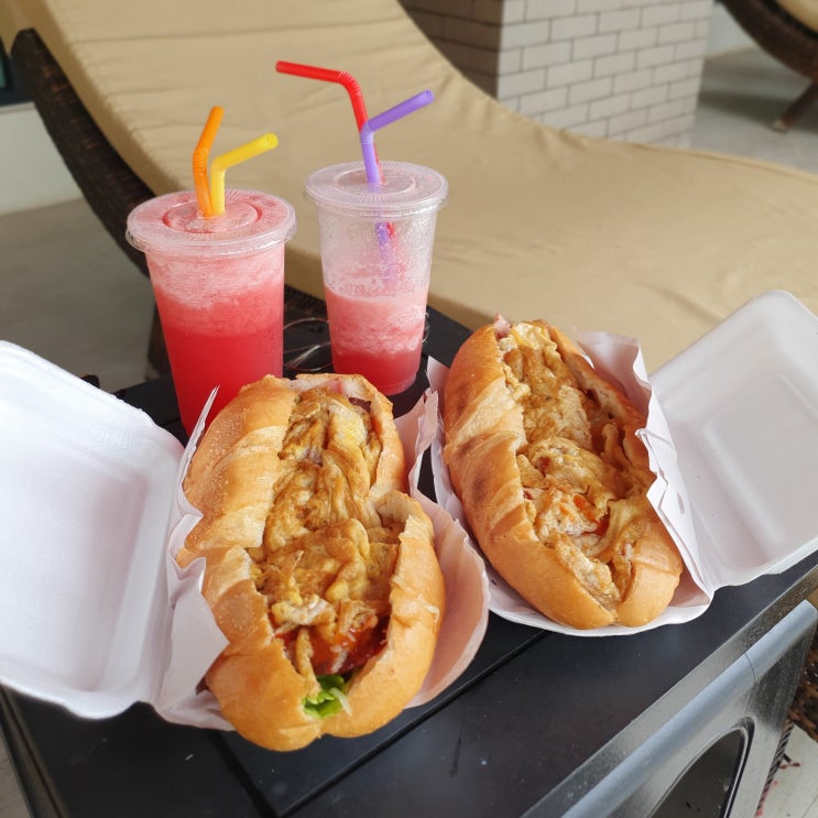  방비엥 아마리 호텔 조식, 오토바이 렌트, 방비앵 샌드위치